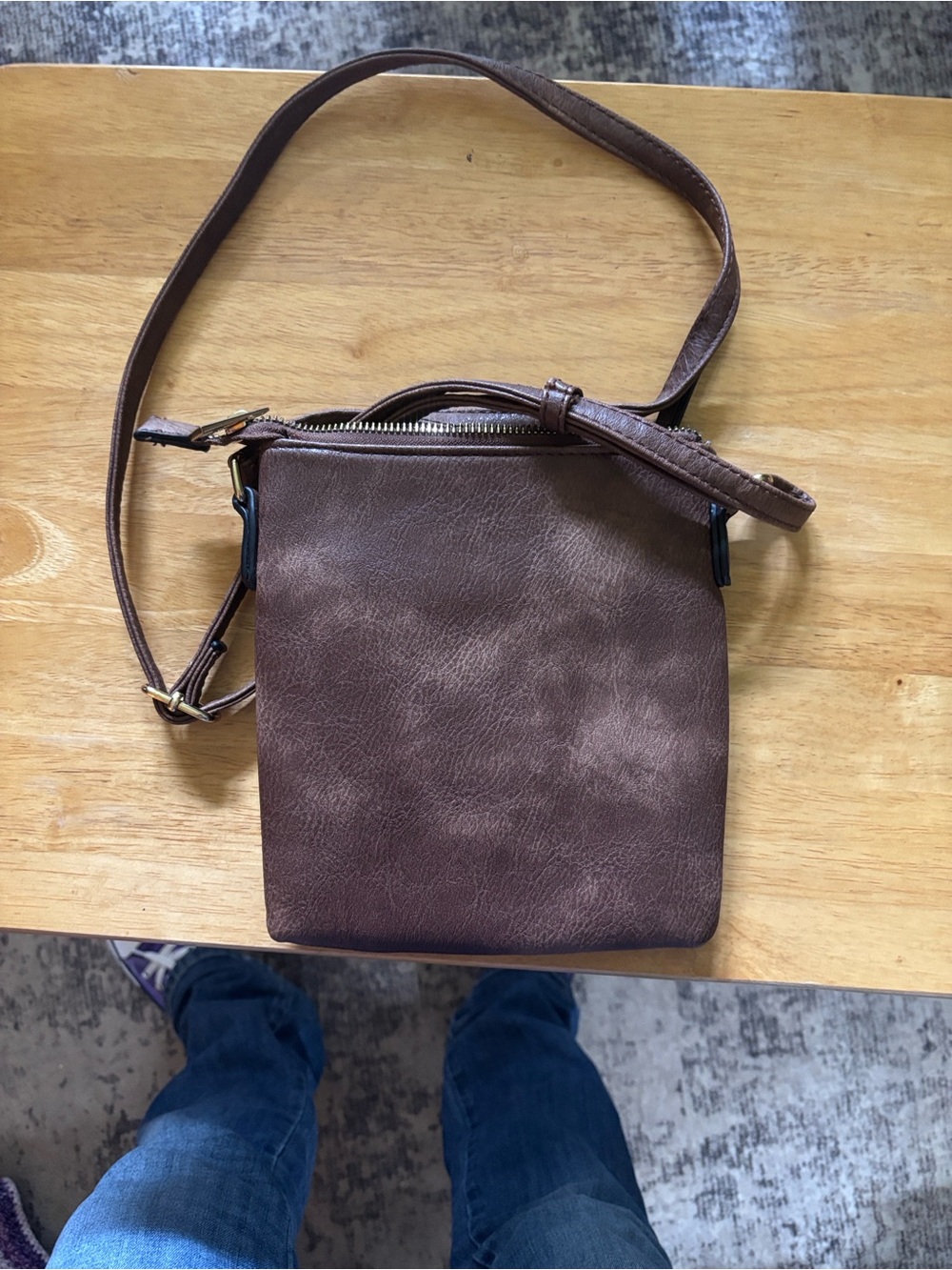 Women’s Brown Crossbody Bag with Decorative Accent - Picture 2 of 3